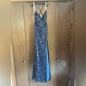 Navy Sequin Gown from Azazie